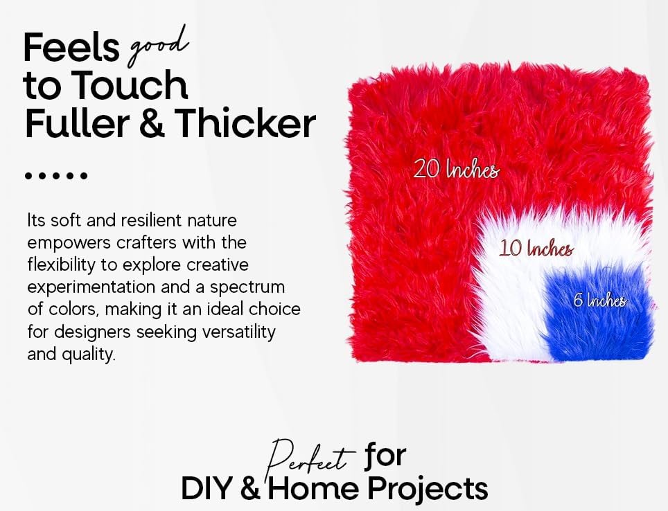 Miniatura 3 de FabricLA Cuadrado de piel sintética lanuda  30 x 30 pulgadas precortado  Utiliza tela de piel sintética para bricolaje, decoración de manualidades,