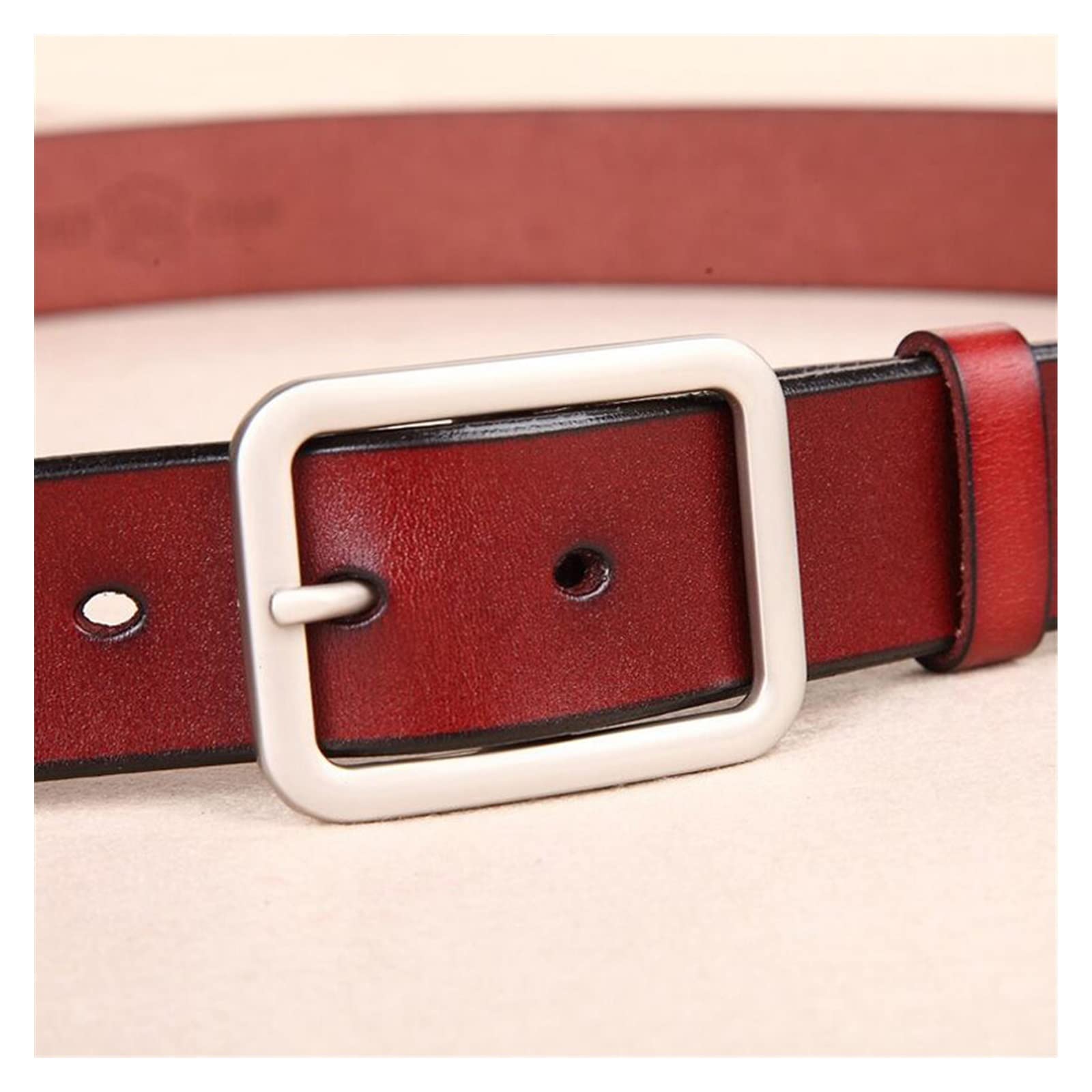 ZZSRJ Ceintures en Cuir Blanc for Ceintures for Femmes Ceinture à Boucle en métal argenté for Dames Jeans Wild Black Belt 37.40in (Belt Length : 105CM, Color : Brown)