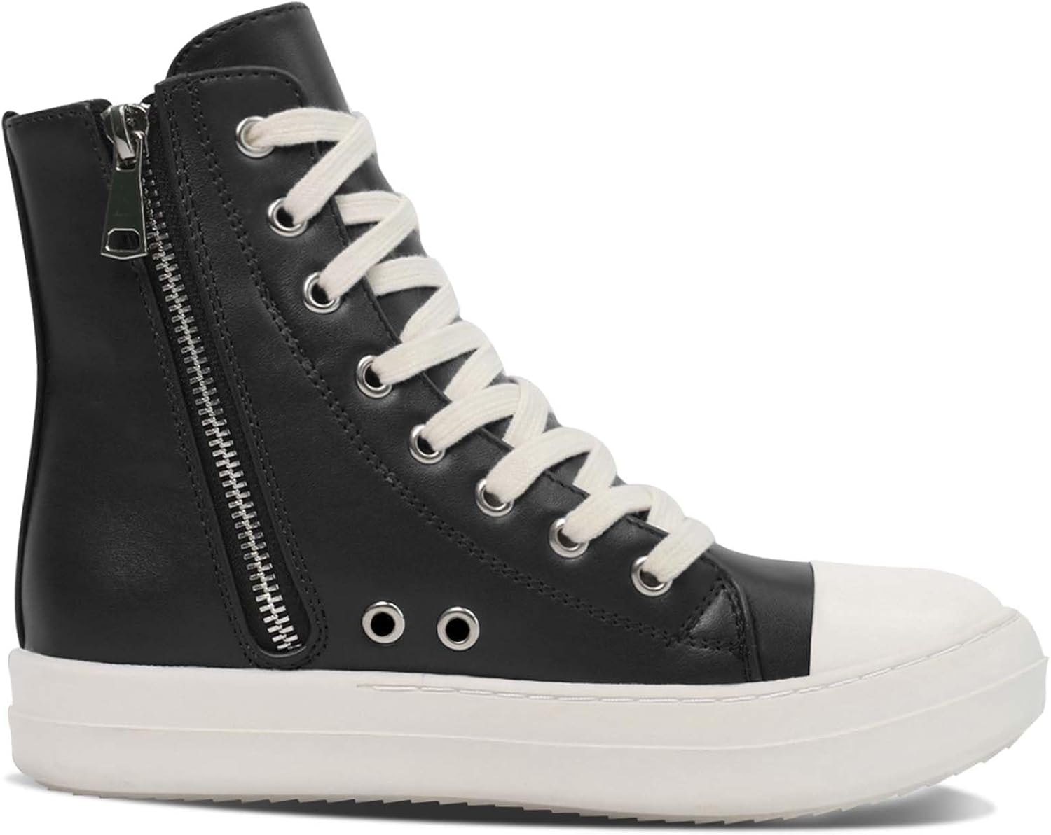 IMPREMEY Women's High Top Sneakers Lace Up PU Leather Shoes with Thick Soles and Zipper, Fashionable Walking Shoes - Image 5