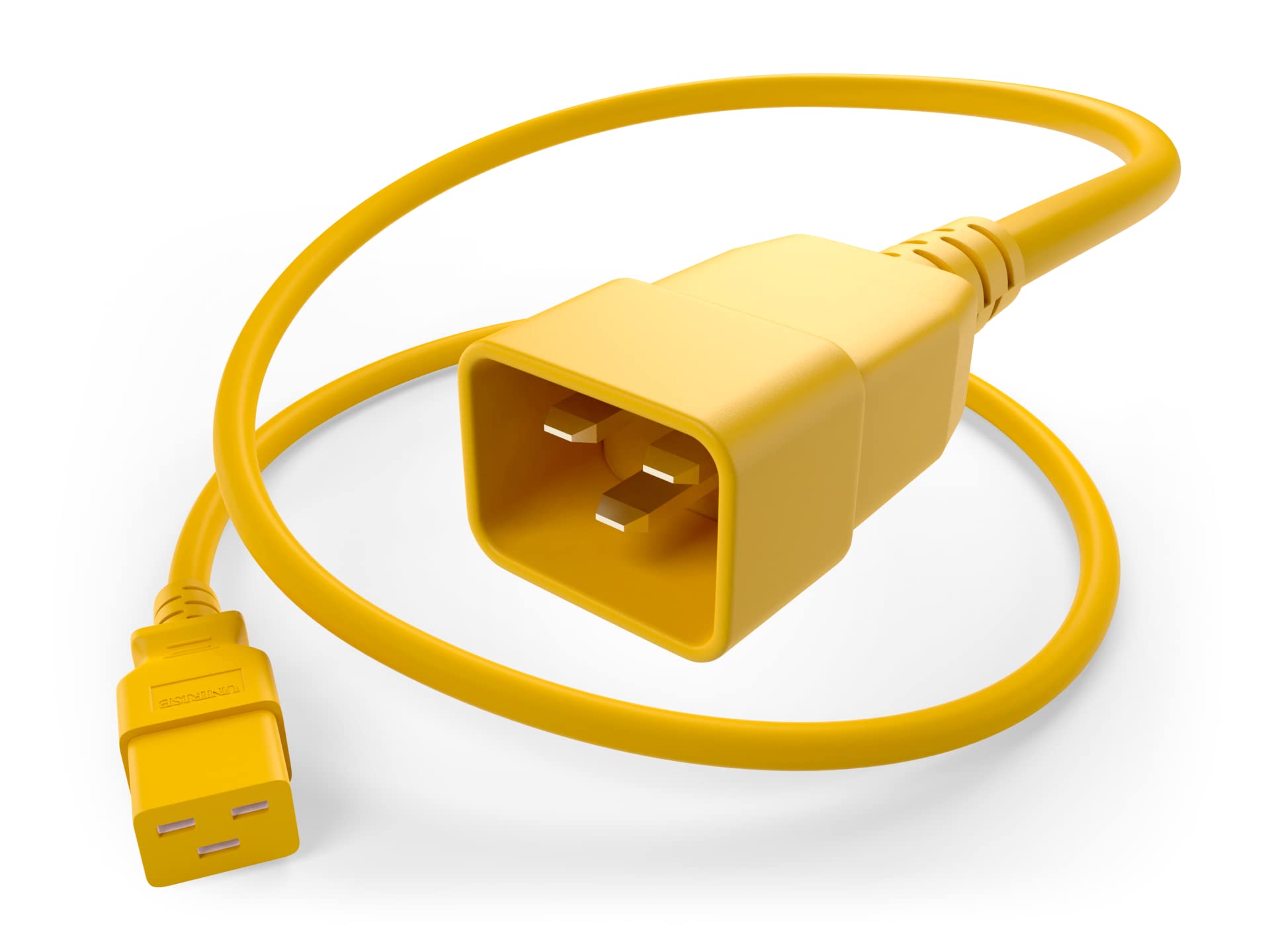 UNC Group Power Cable IEC C19 to C20 20Amp 12AWG 250V SJT Jacket, Yellow, 3 Foot