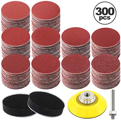 HongWay 300pcs 2 Inches Sanding Discs Pad Kit for Drill Grinder Rotary Tools