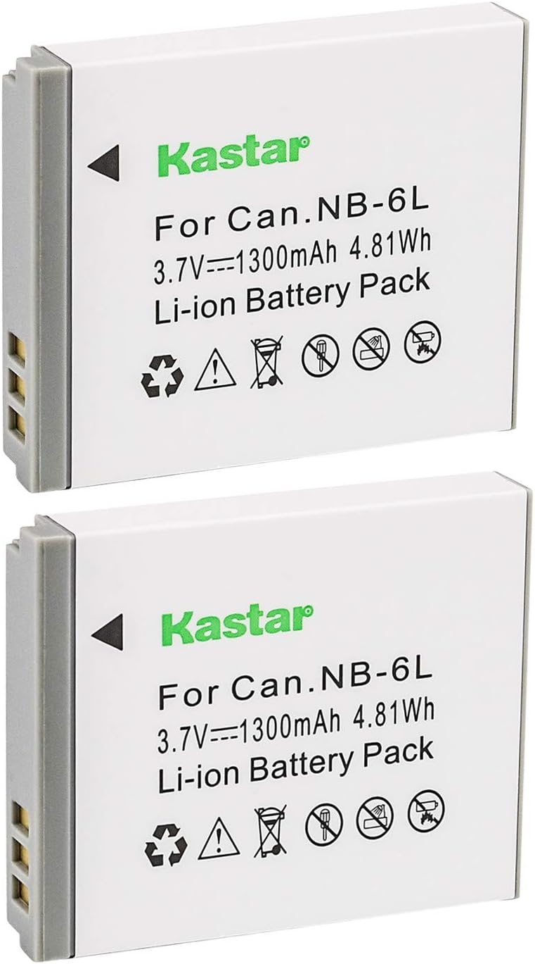 Kastar NB-6L Battery (2-Pack) for Canon PowerShot D10, D20, ELPH 500 HS, S90, S95, S120, SD770, SD980, SD1200, SD1300, SD3500, SD4000, SX170, SX240, SX260, SX270, SX280, SX500, SX510, SX600, SX701 HS