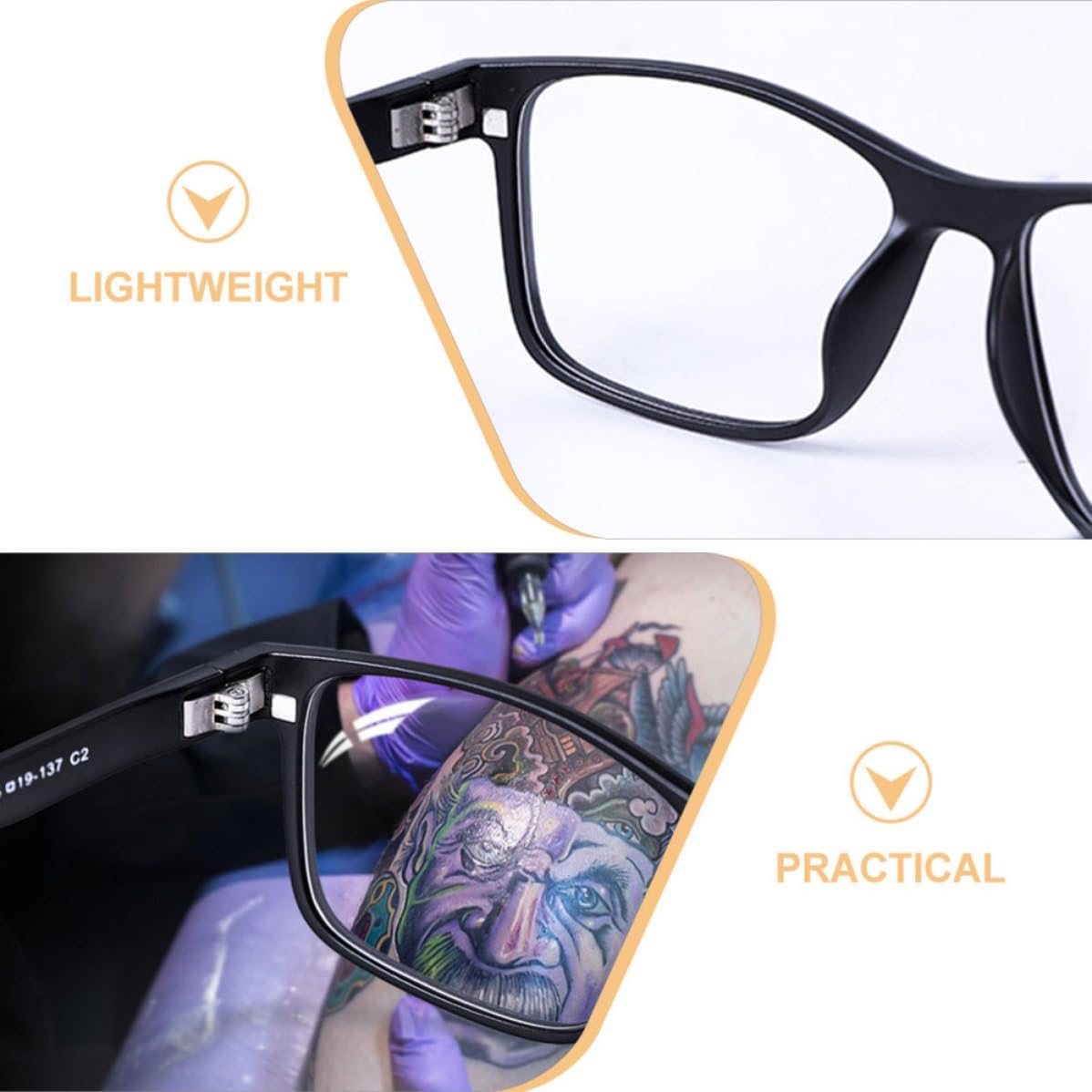 DOITOOL Magnetic Detachable Tattoo Protective Goggles, Plastic Reusable Eyewear for Multi-scenario Use, Practical Safety Goggles for Tattooing and Eye Protection