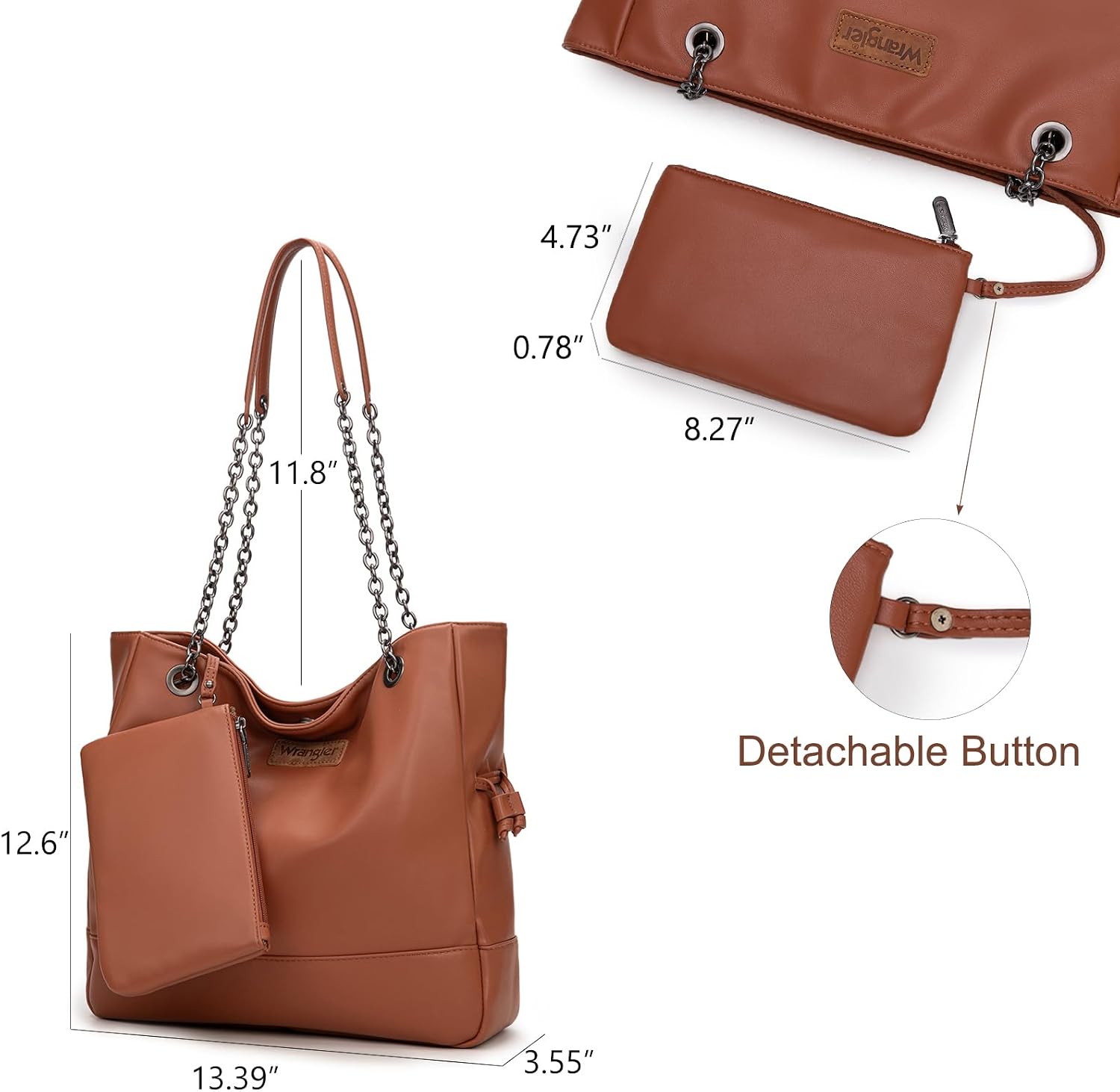 Montana West Wrangler Tote Bag for Women 2PCS Purses and Handbags Drawstring Shoulder Bag with Removable Pouch