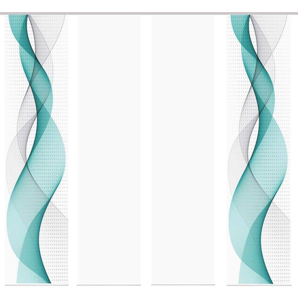 Home Fashion 4er-Set Schiebegardinen OPALIA, 4X 245 x 60 cm inkl. Zubehör, Farbe:türkis