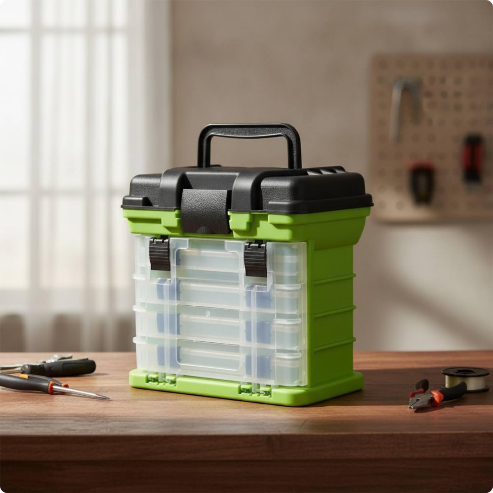 Boîte Pêche à Tiroirs Plastique Coffret Pêche Portable Cinq Niveaux, Rouge