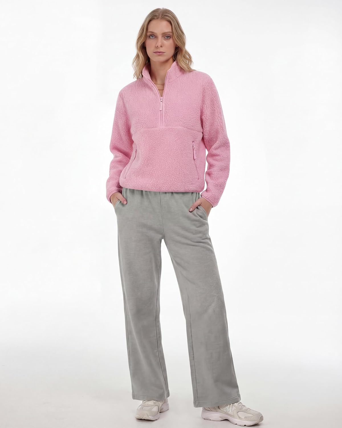 Locachy Women's Lightweight Half Zip Warm Fleece Sweatshirt Fall Winter Cozy Pullover Tops with Zipper Pockets