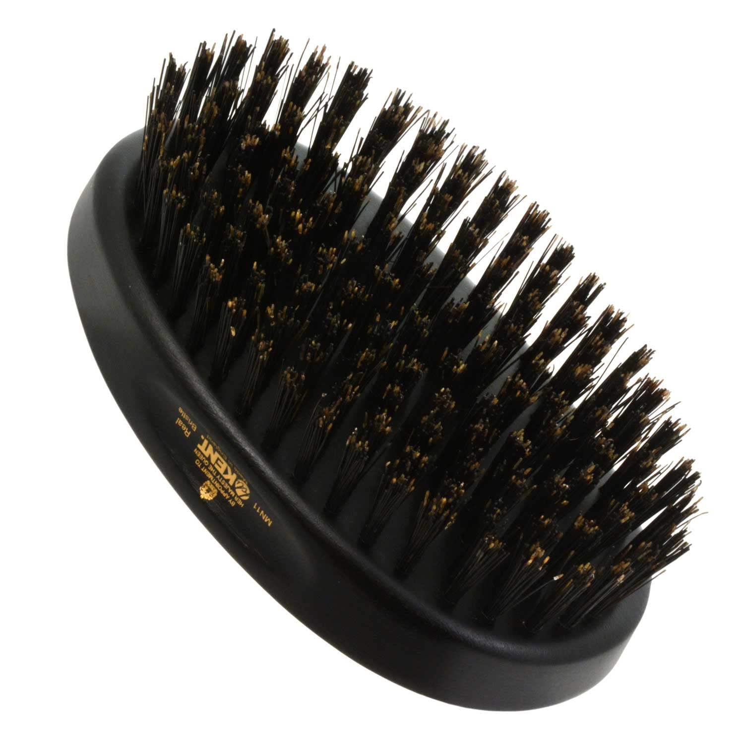 MN11 Finest Men's Hair and Facial Brush for Beard Care - 100% Natural Black Boar Bristle Brush for Mens Grooming, Scalp Stimmulating, 360 Wave, and Beard Straightener For Men's Hair Care