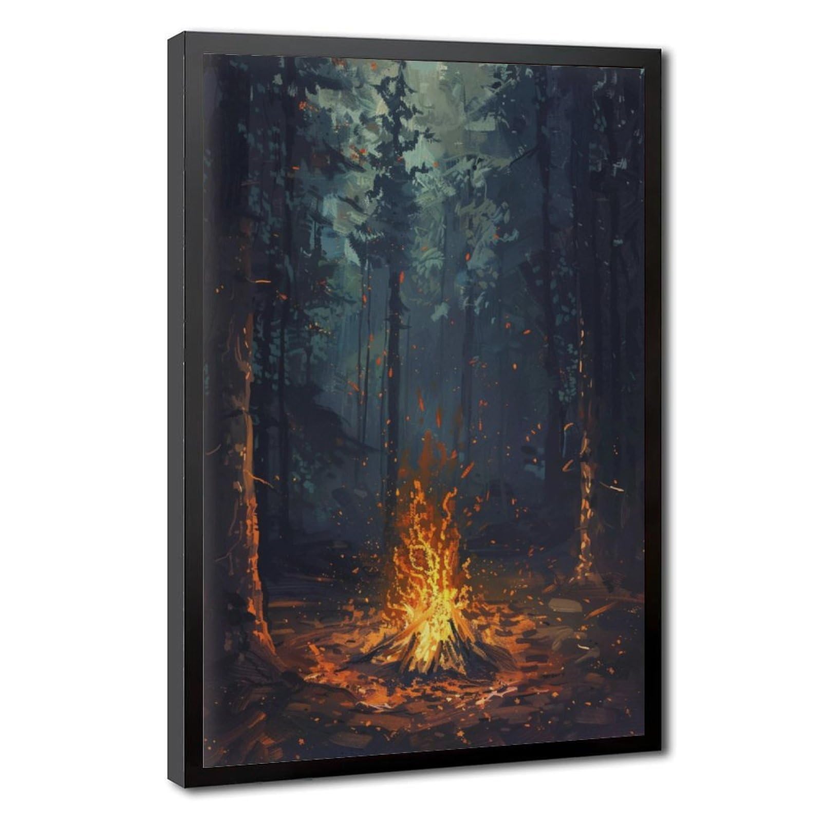 Bareronor Campfire at Night Canvas Poster for Dorm Room Decor Gift