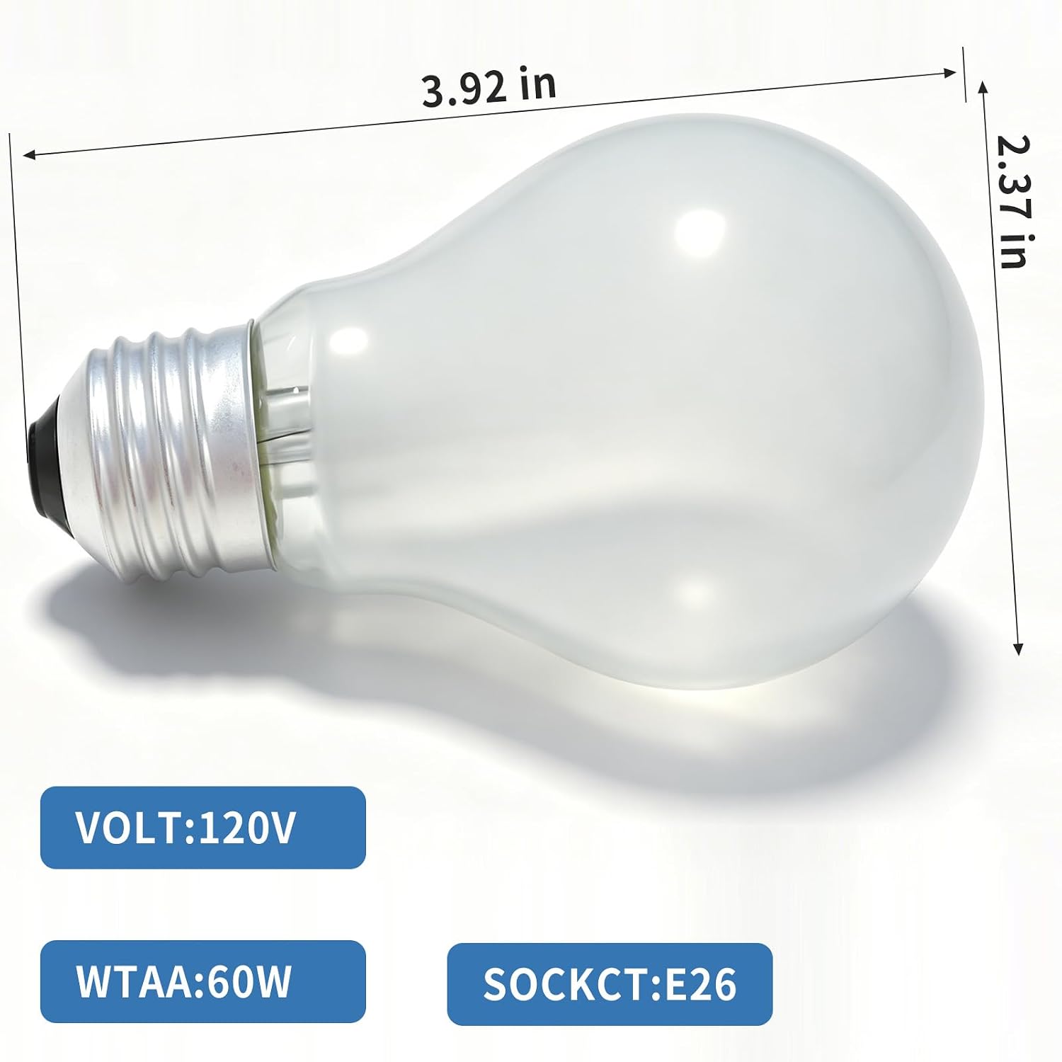 60W Incandescent Light Bulbs A19 Dimmable Frosted Rough Flicker-Free | E26 400LM 2700K Soft Warm White Clear Vintage Filament Bulb, , for Home Kitchen Bedroom Lighting Decor 4 Pack
