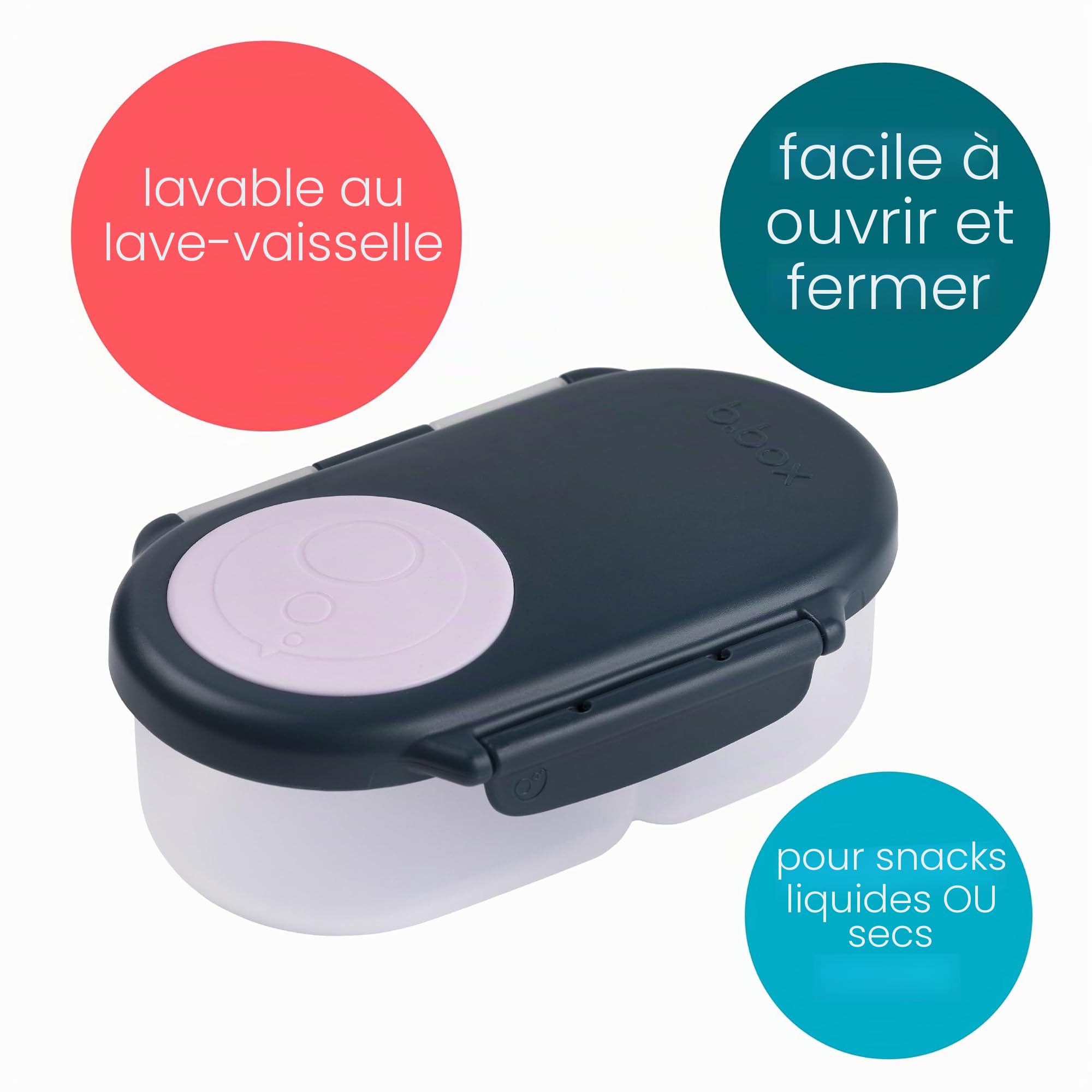 b.box Boîte à goûter | Mini boîte à bento avec 2 compartiments étanches | Idéale pour les tout-petits, les repas et les collations | Convient aux fruits entiers | Sans BPA
