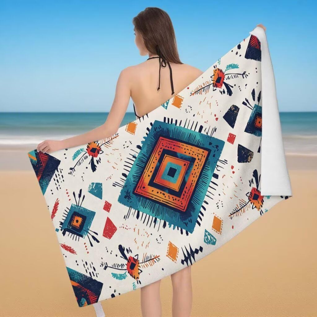 Telo Mare XXL 220x100cm/35x70cm, 2 Set Telo Mare Microfibra India Asciugamano Palestra Uomo, Antisabbia, Leggero, Asciugatura Rapida, Teli da Spiaggia Grandi Accessori per Camping Natation Yoga I-57