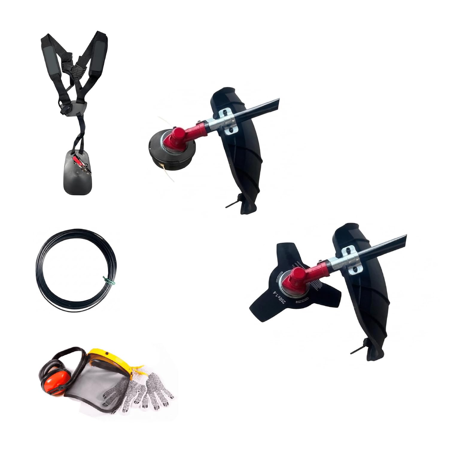Synergy Desbrozadora Gasolina 2 en1-65cc 4,9cv Motor 2 Tiempos- Disco de 3 Puntas, Cabezal Automático, Arnés y 12m de Hilo
