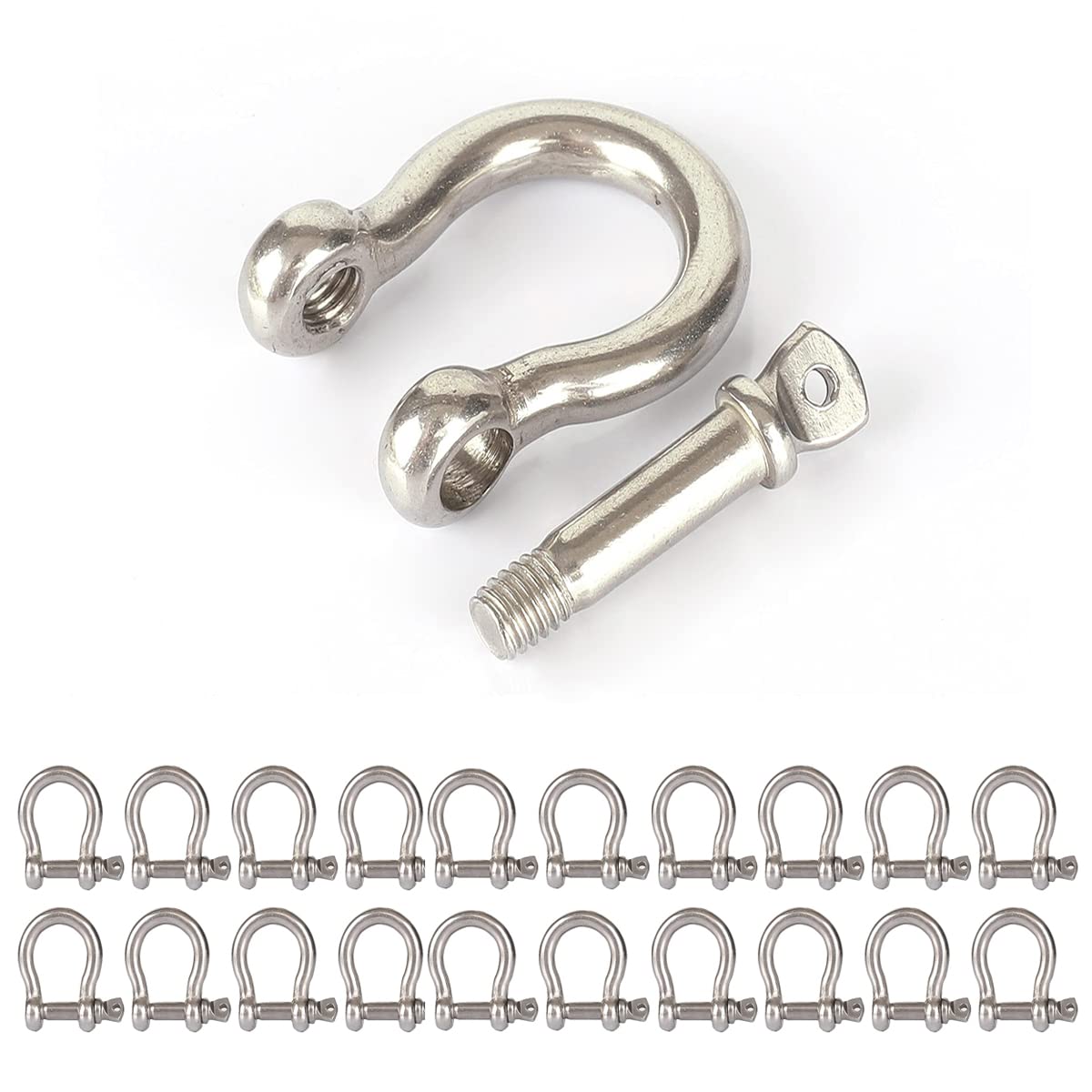 Yision 16pcs 5/16 Inch Screw Pin Anchor Shackle, M8 8mm Stainless Steel Heavy Duty Bow Shape Load Clamp for Chains Wirerope Lifting Paracord Outdoor Camping Survival Rope Bracelets: Industrial & Scientific