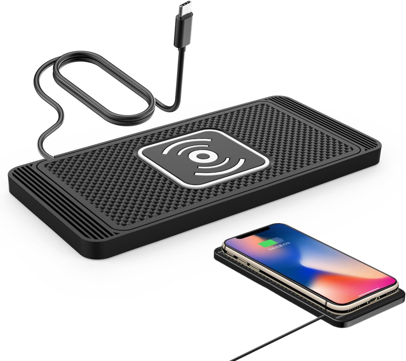 Car Wireless Charger Pad for Nissan Frontier PRO-4X (Off-Road Version), Fast 15W Slim Qi Wireless Charging Pad with USB/Type-C Cable Non-Slip Charging Mat for Car,15W-Type-c