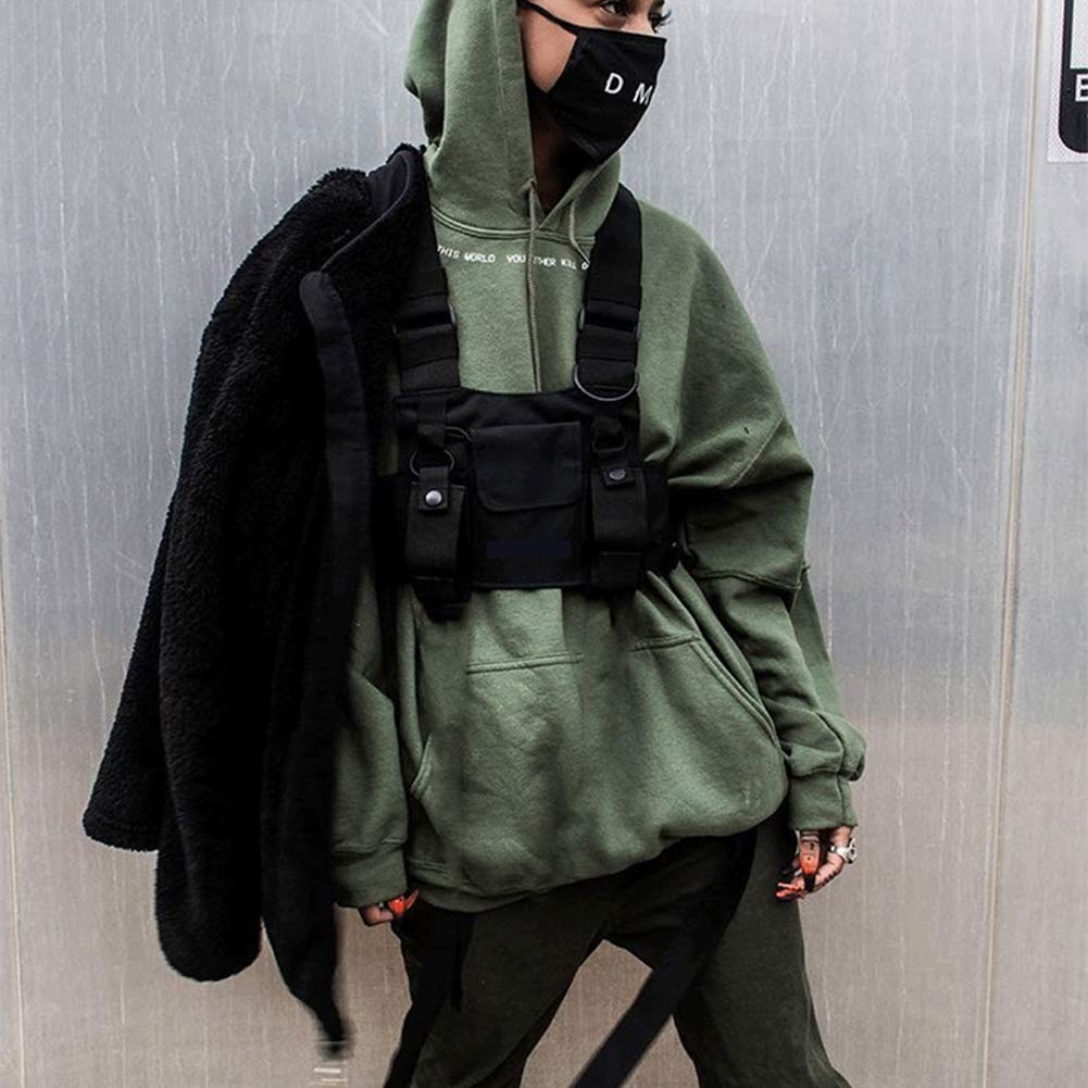 Yalatan Tactical Chest Rig Bag for Men Women, Multi-pocket Vest Hip Hop Streetwear, Functional Tactical Harness Chest Rig Pack Adjustable Waist Bag - Image 3
