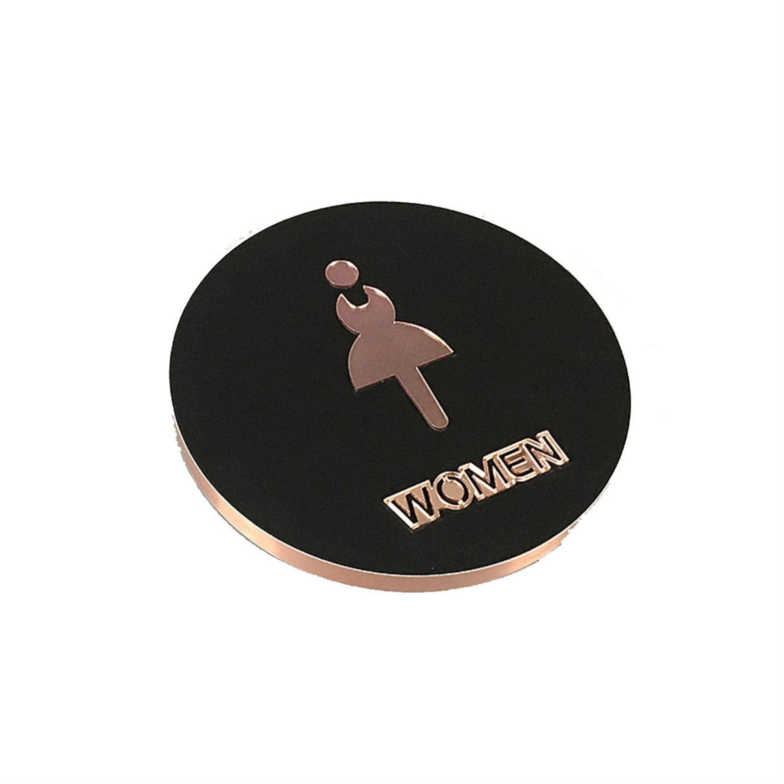 Letrero para Inodoro para Hombres y Mujeres, letreros para baño, diámetro de 16 cm, círculo Que se adhiere a la Puerta de Pared de Vidrio (accesible 16 cm) (Mujeres 16 cm) (Mujeres 16 cm)