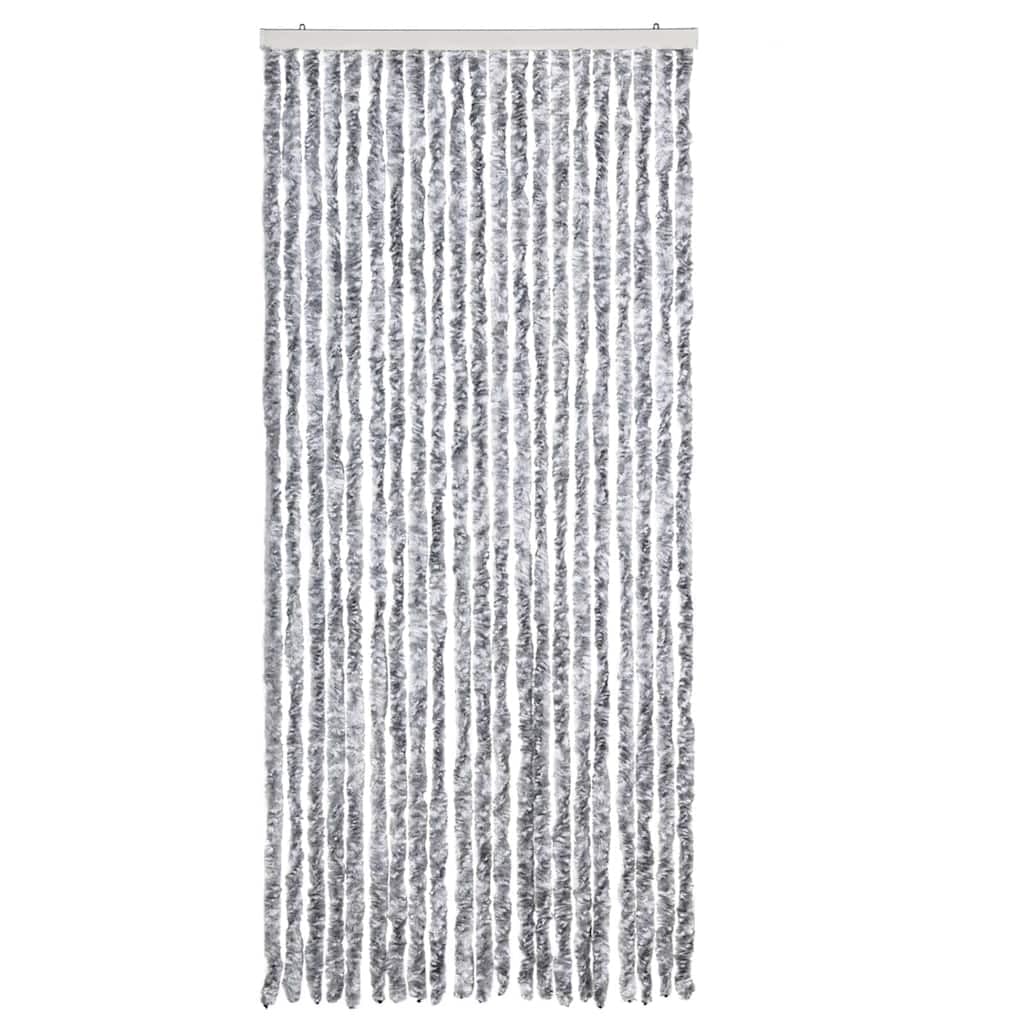 Zasłona przeciw komarom szenilowa 90 x 200 cm biała i szara
