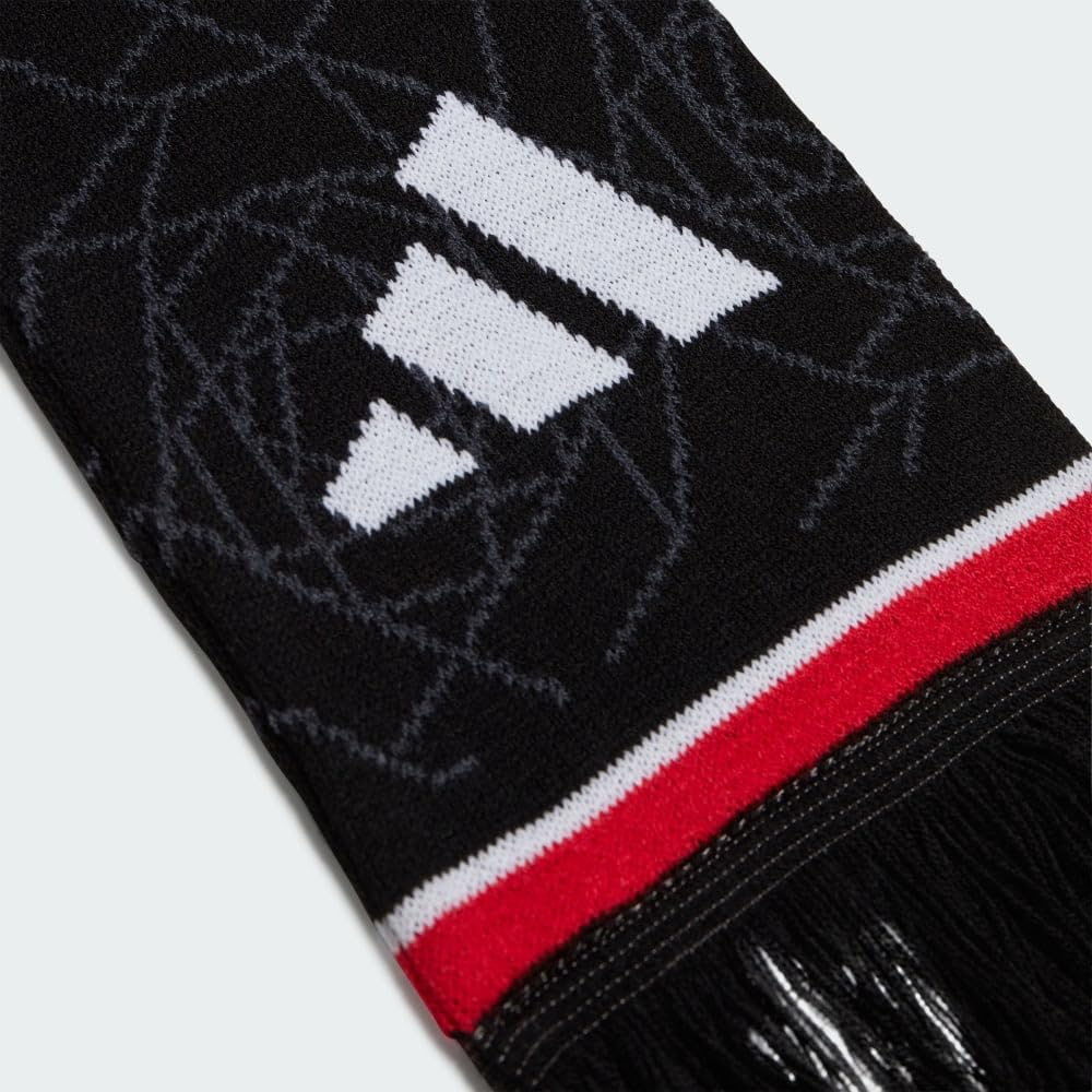 adidas Sciarpa per fan Real Madrid, FC Bayern, FC Arsenal, Juventus, Manchester United, tessuto a maglia morbido, con frange classiche