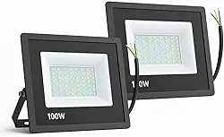 Kit 2 Refletor Projetor Holofote LED de 100W SMD IP66, Branco Frio Bivolt 110V/220V Prova D'água Premium