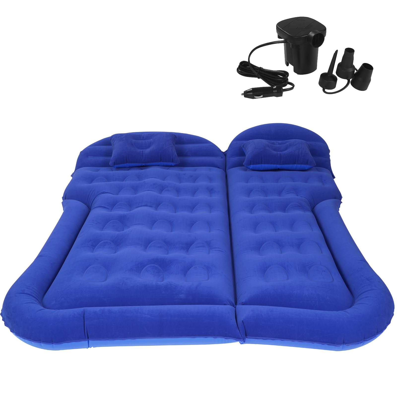 Vinteky Matelas Gonflable Lit Gonflable pour Voyage sur Voiture Coussin Gonflable Sièges d'auto Multifonctionnel avec Pompe à air et Oreillers pour Véhicule SUV pour Picnic Voyage Camping (Bleu)
