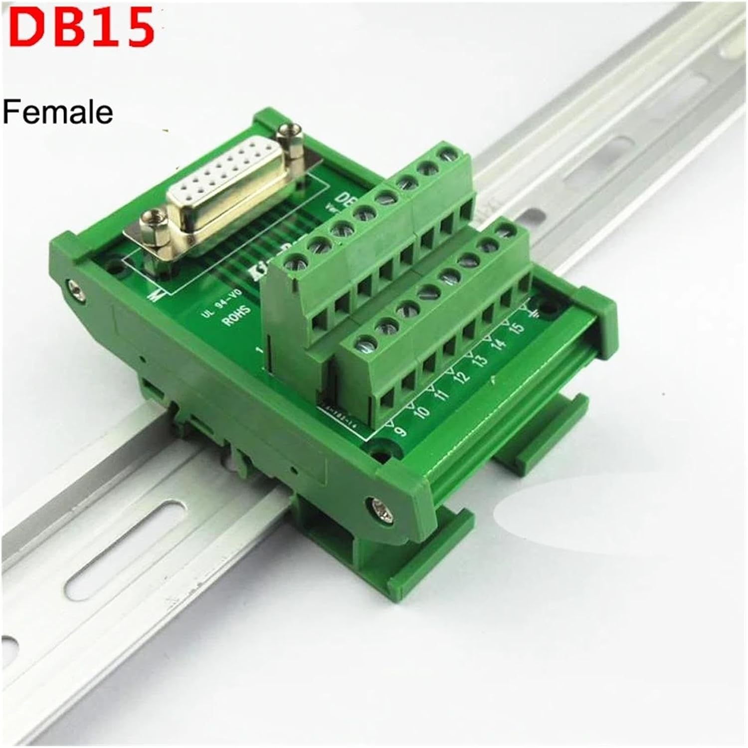 1pcs DB15 D Sub 15 Pin Connector Male/Female Socket Terminal Block Breakout Board Adapter DIN Rail(DB15 Male)