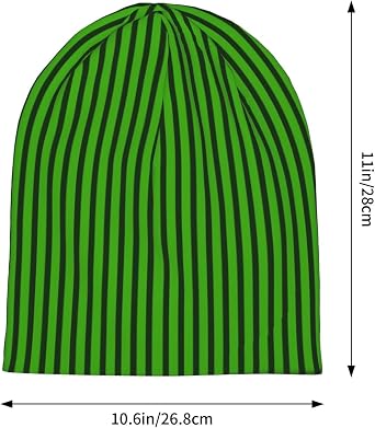 Green Black Stripes Beanie Chemo Cancer Headwear Hats for Women Men Slouchy Beanies Skull Cap Turban