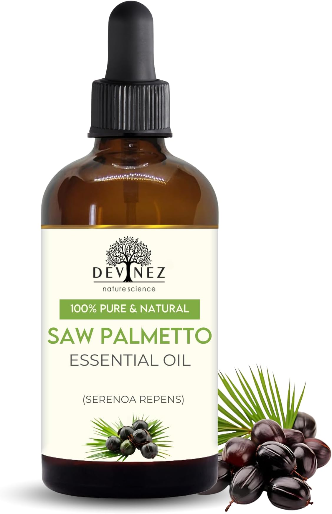 Devinez Saw Palmetto Oil for Hair Growth - 50 ml | Serenoa Repens | Natural Hair Growth | 100% Pure & Natural | For Diffusers, Haircare, Skincare | Therapeutic Grade Oils in Amber Glass Bottle