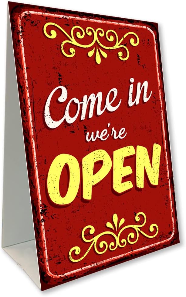 Come In We're Open (Antique) Economy A-Frame Sign