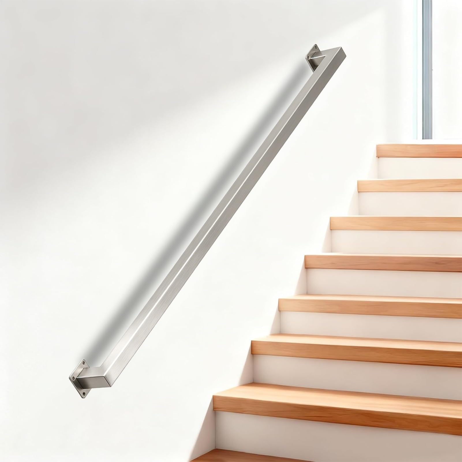 Drsyffsup Modern Handrails, Indoor Non-Slip Staircase Handrail, Wall Mount Hand Railings for Stairs, Home Loft Corridor Support Rod, Industrial Pipe Support, Easy to Install(7ft/2.1m)