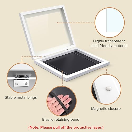 Miniatura 3 de Paquete de 4 marcos de arte para niños, marcos de arte para niños, exhibidores intercambiables de 8 x 10.5 pulgadas con paspartú o de 9 x 12