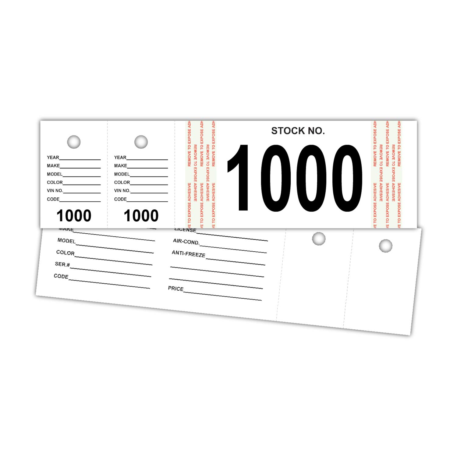 Versa-Tags Genuine Vehicle Stock Number Tags (1000-1499)