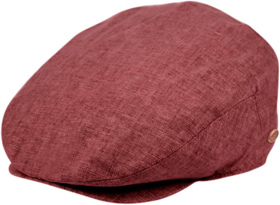 Ivy Cap Spring Fall Men’s Six Panel Slim Fit Linen Solid Color Newsboy Hats with Front Snap Button