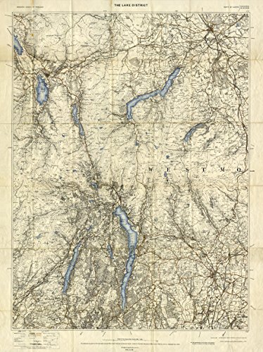 The Lake District Ordnance Survey Karte 1900 – Größe A1 59,4 x 84,1 cm