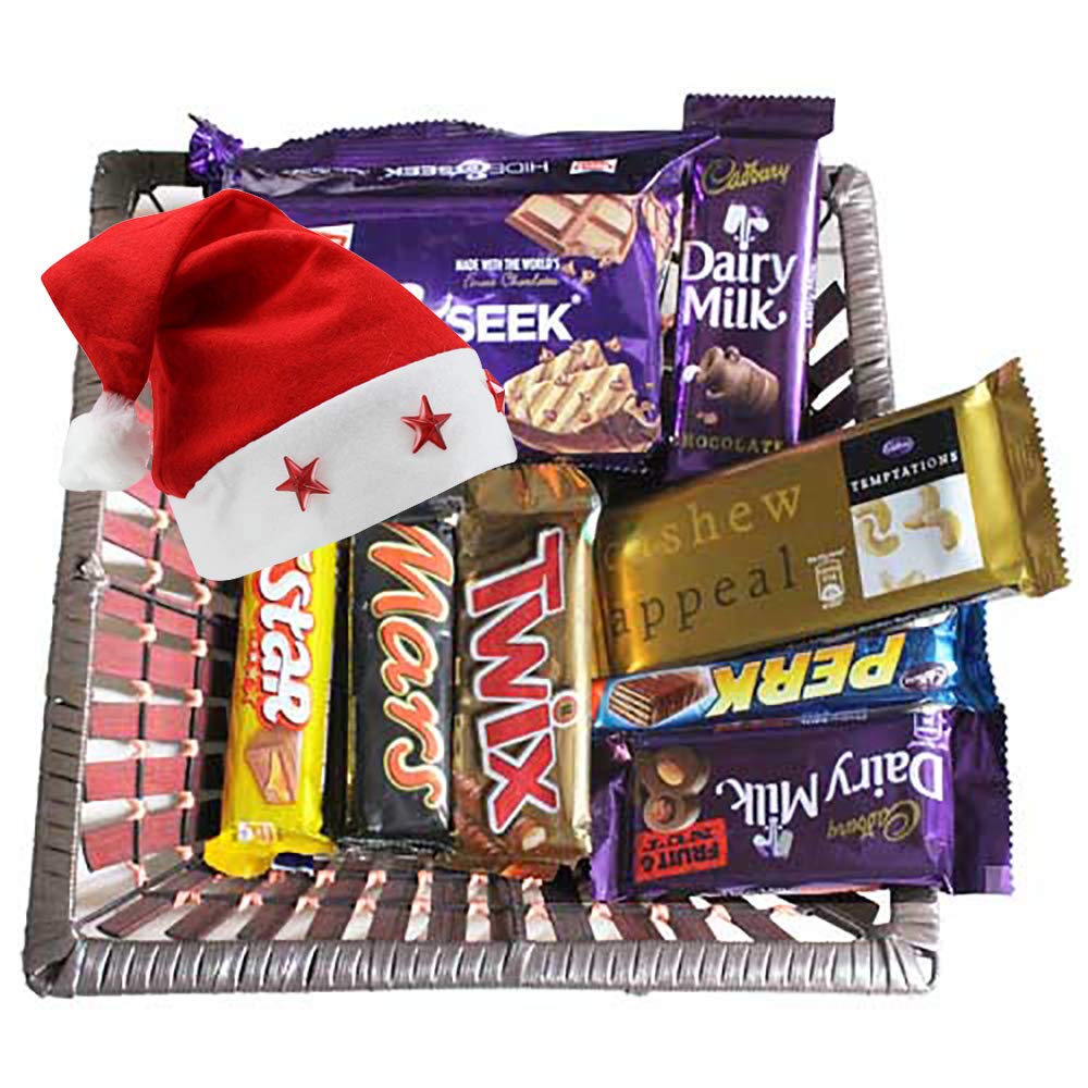 SFU E Com Christmas Chocolate Basket | Christmas Chocolate Gift Combo | Christmas Chocolate Hamper with Cap| 077