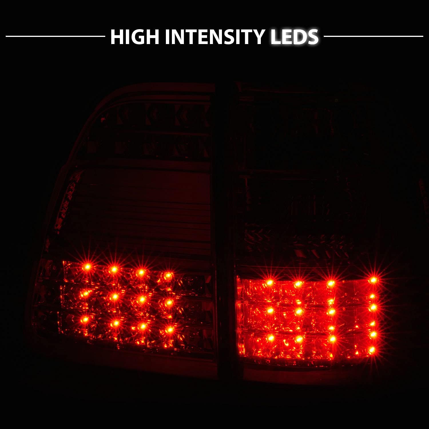 AmeriLite Red/Clear LED Replacement Brake Tail Lights Set For 98-05 Toyota Land Cruiser - Passenger and Driver Side