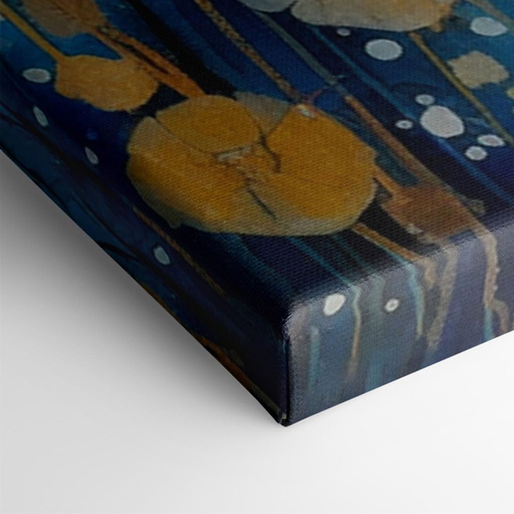Canvas for Living room. Starry Night Blooms: A Dazzling Dance of White and Yellow Wildflowers, 27 x 18 inch Canvas Wall Art - Contemporary Masterpieces - Botanical Home Decor - 69x46 cm (27x18 inch)