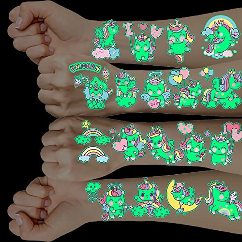 Licorne Fille Tatouage Enfant, 10 Feuilles de Tatouages éphémères, Tatouages Temporaire Licorne, Jouet Lumineux Licorne, Pinata Anniversaire Fille, Petits Cadeaux Anniversaire Enfants