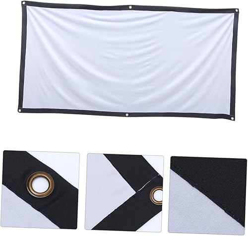 Miniatura 4 de Kisangel Poliéster Anti-Arrugas Superficie Blanco Negro Con Ganchos Interior Exterior Teatro Cine Pantalla Set (4 Ganchos) Grosor Medio (70 Pulgadas