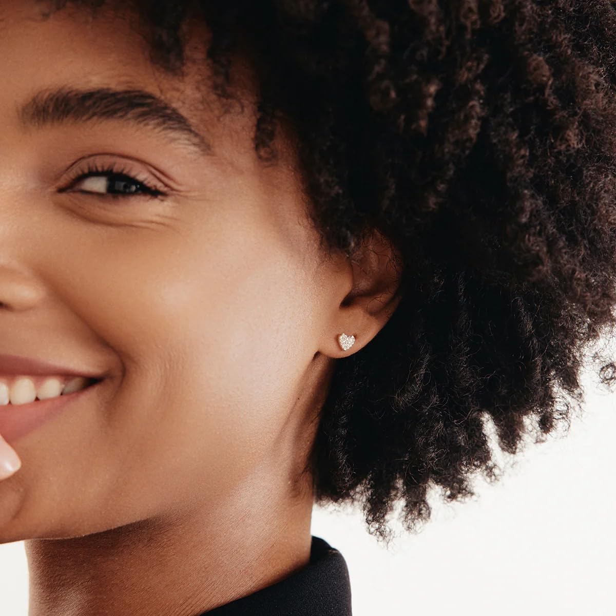 GELIN Diamond Heart Stud Earrings in 10K Solid Gold | Tiny Diamond Earrings for Women | Dainty Gold Jewelry Gift