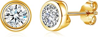 Ohrringe Silber 925 Stecker, 925 Sterling Silber Ohrstecker für Damen Mädchen, Hypoallergen Rund Ohrstecker Ohrringe mit Zirkonia, 4/5/6mm Klein Schlafen Knorpel Ohrstecker mit Geschenk Box