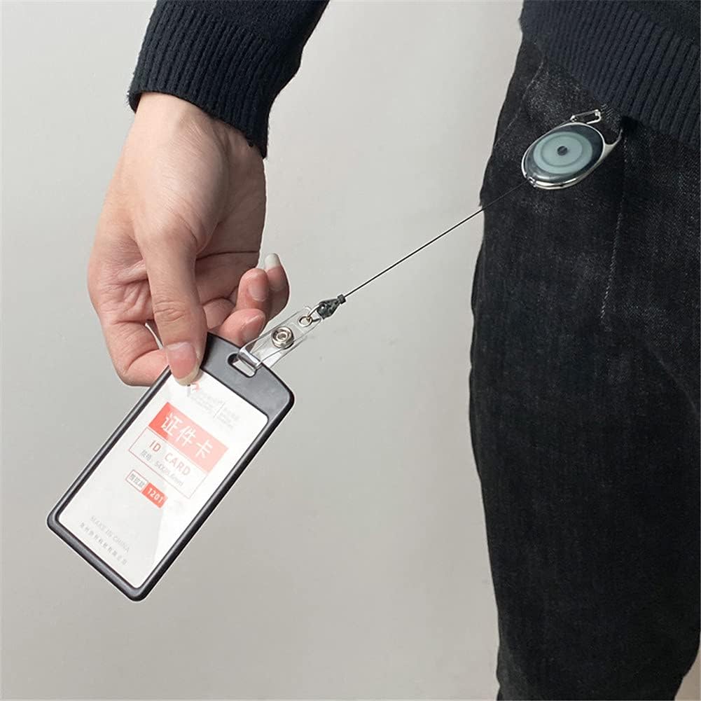 50PCS Retractable Badge Holder Reel ID Card Holder with Reel Clip Key Ring Anti-Lost Clip Key Chain 27 Inch Extended Reach Transparent Green