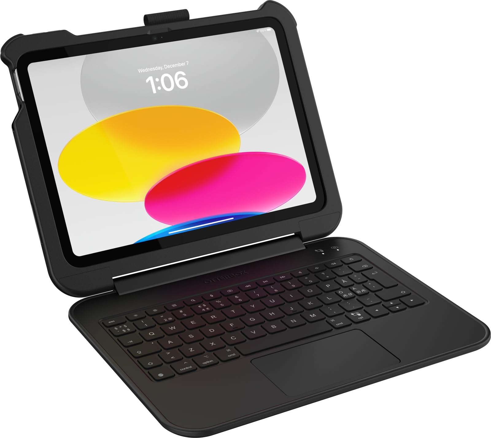 OtterBox Achiever Keyboard 360 Etui do iPad (A16) 11. / 10. Gen, Czarne | Do iPad 11" 2025, iPad 10,9" 2022, wstrząsy etui z klawiaturą Nordycki, zgodne z normą wojskową, Bez Opakowania Detalicznego