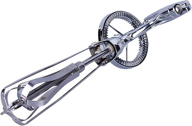 Sytaun Egg Whisk,Hand Push Whisk Blender,Egg Beater,Manual Stainless Steel Household Kitchen Supplies Egg Beater with Rotary Handle Silver