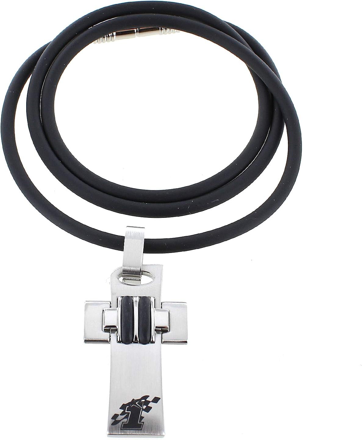 Nicky Hayden Racing #1 Sports Cross Stainless Steel Ceramic Insert Mens Pendant with 20" Cord