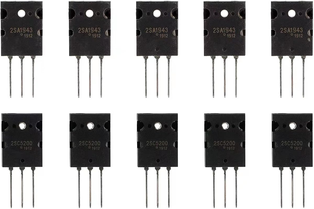 BOJACK 5 pares 2SA1943 2SC5200 Transistor amplificador PNP NPN Transistor de silicio de audio negro de alta potencia TO-3PL (paquete de 10 piezas)