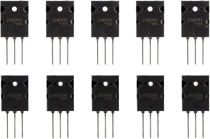 BOJACK 5 pares 2SA1943 2SC5200 Transistor amplificador PNP NPN Transistor de silicio de audio negro de alta potencia TO-3PL (paquete de 10 piezas)