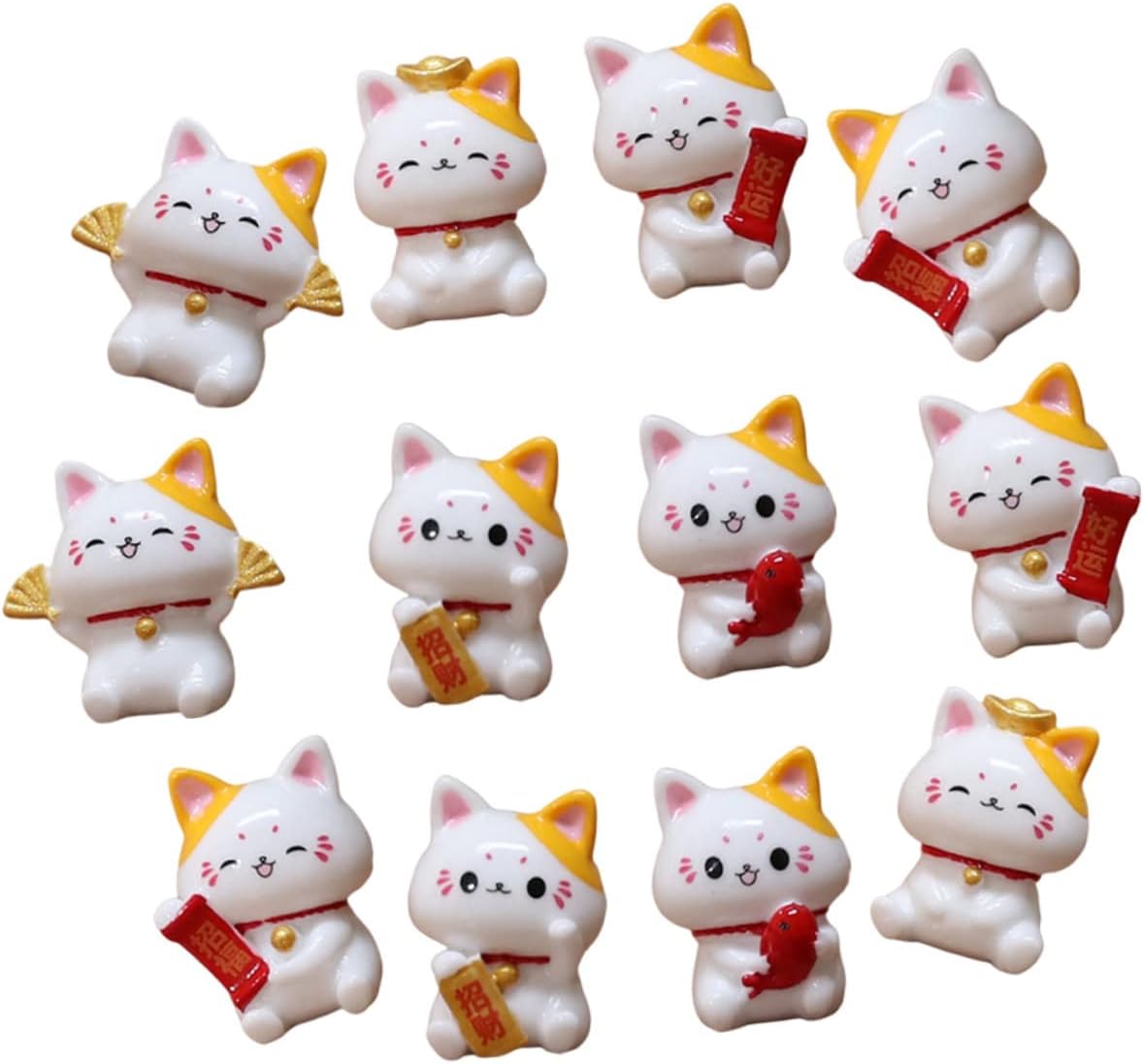 BESTOYARD Cat Cake Topper 60 Pcs Miniature Lucky Cat Cake Toy Cake Decoration Outdoor Home Decor Fortune Cats Statue Ornaments Small Animal playsets Resin mini Kitten Decor car