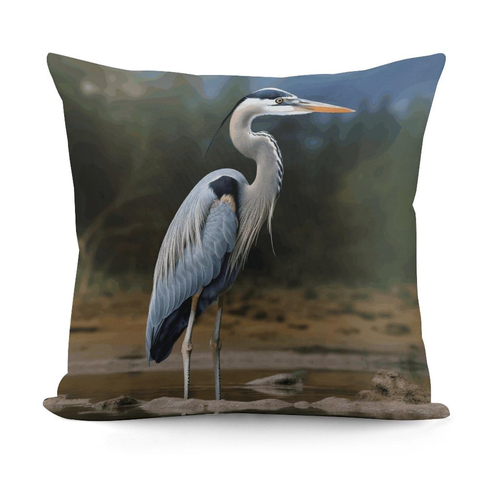 VstaDank Heron Throw Pillow Covers Fade-Resistant Plush Pillow Case Cozy Square Cushion Case Removable Pillowcase Exquisite Pillow Shams Soft Pillow Protector 18"x18"