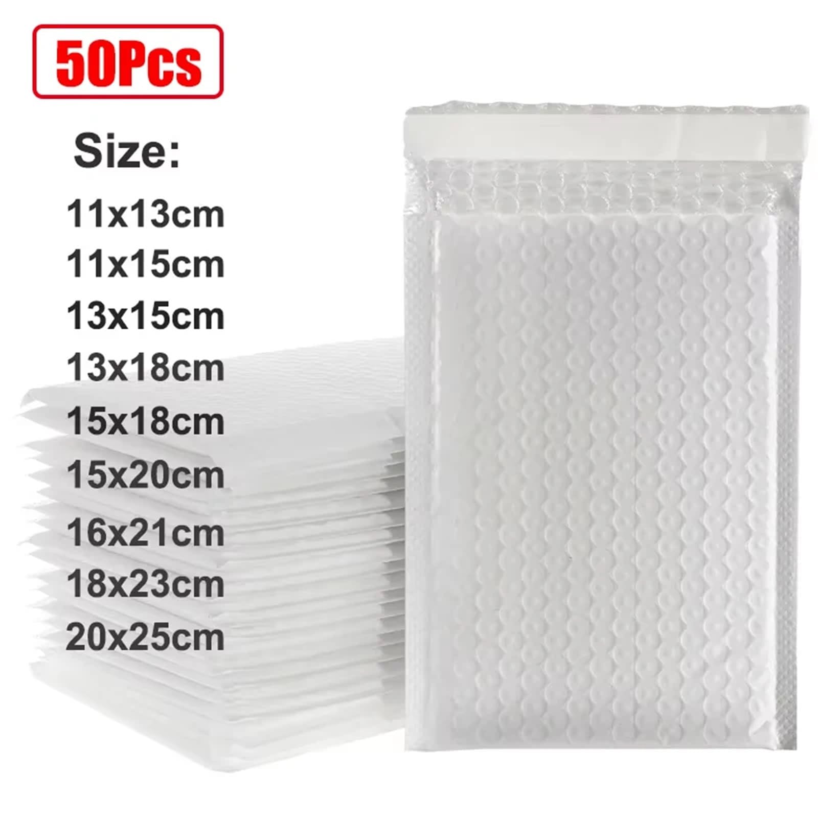 versandtaschen Weiße Luftpolstertaschen, gepolsterter Umschlagschaum for selbstverschließende Verpackungen(18x23cm 50pcs)